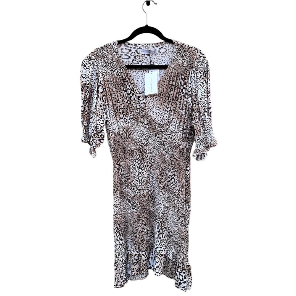 Faithfull The Brand Margherita Signe Animal Print Ruched Mini Dress NWT Medium